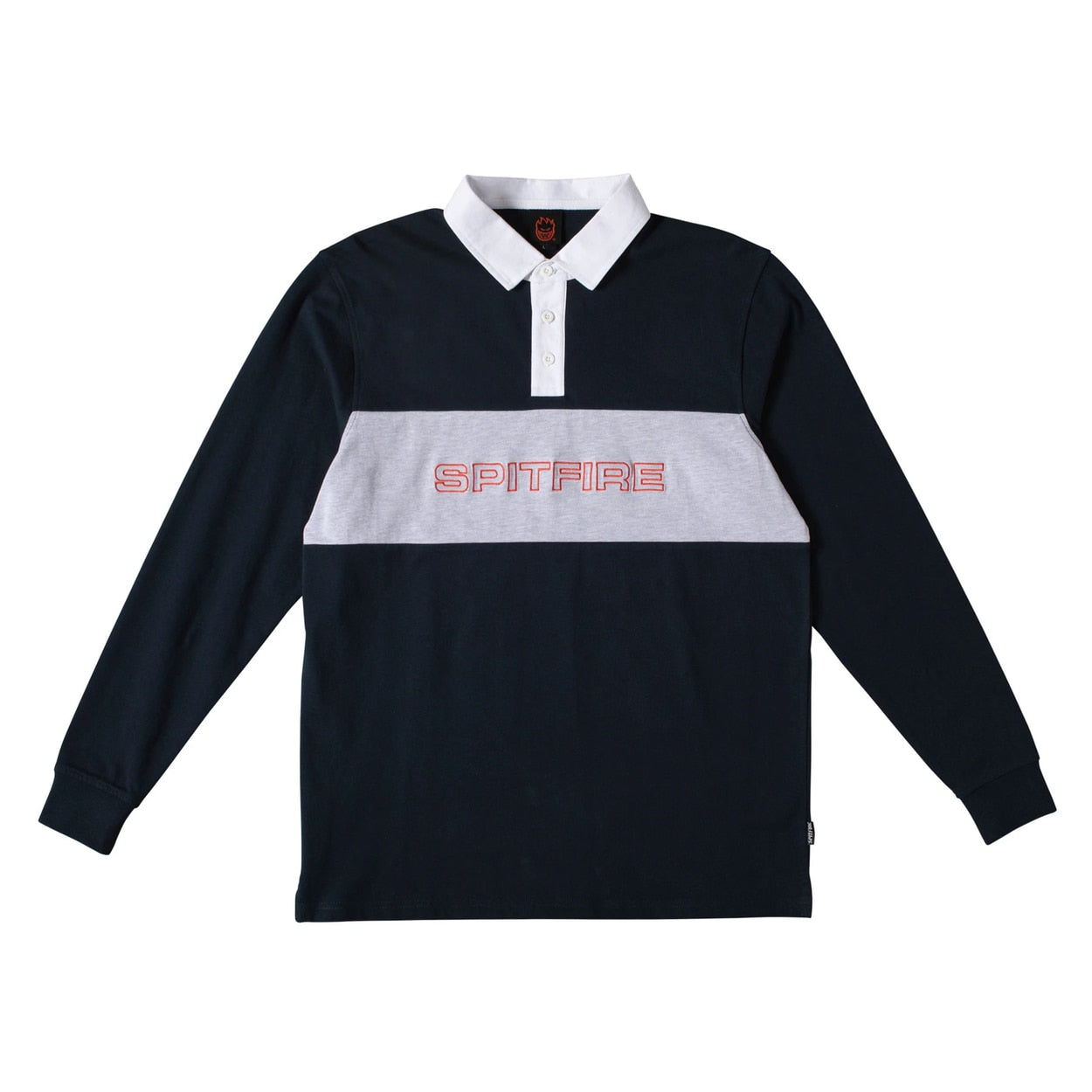 Spitfire Geary Rugby Long Sleeve Shirt - Navy/Grey Heather
