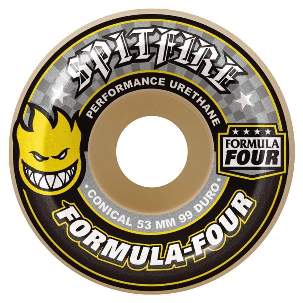 Spitfire Formula Four Conical White/Yellow 99D Skateboard Wheels