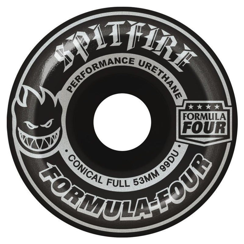 Spitfire Formula Four 99D Blackouts Conical Full Skateboard Wheels - Silver