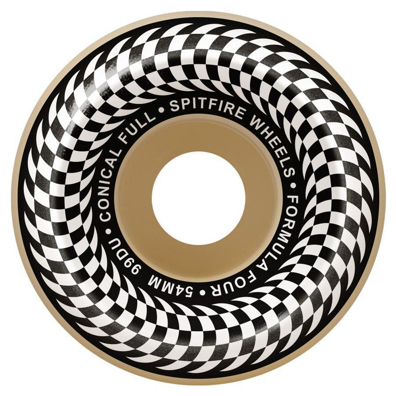 Spitfire Formula Four 99D Checkered Conical Full Skateboard Wheels - Natural