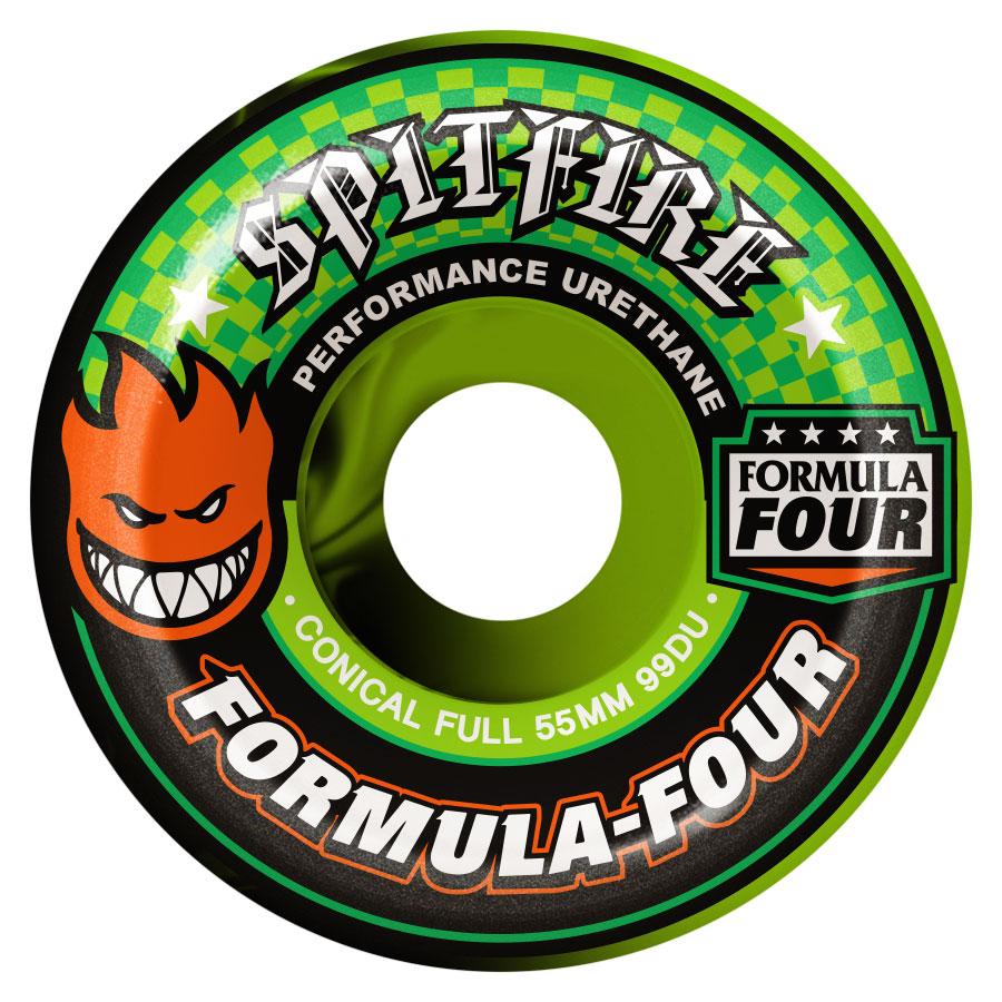 Green/Black Swirl 99d Spitfire Conical Full Skateboard Wheels