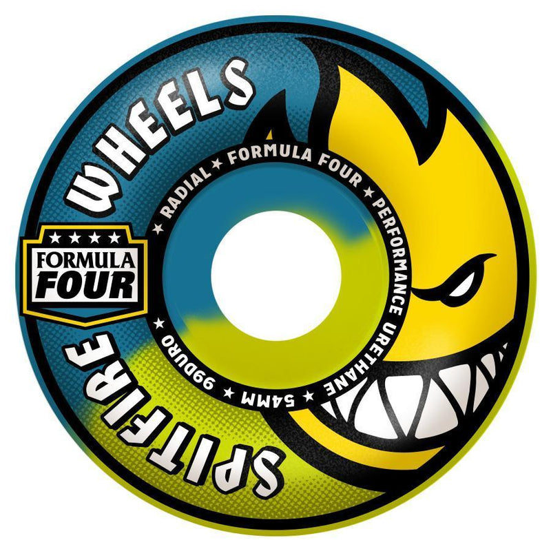 Spitfire Formula Four 99D Blue/Yellow Swirl Radial Skateboard Wheels