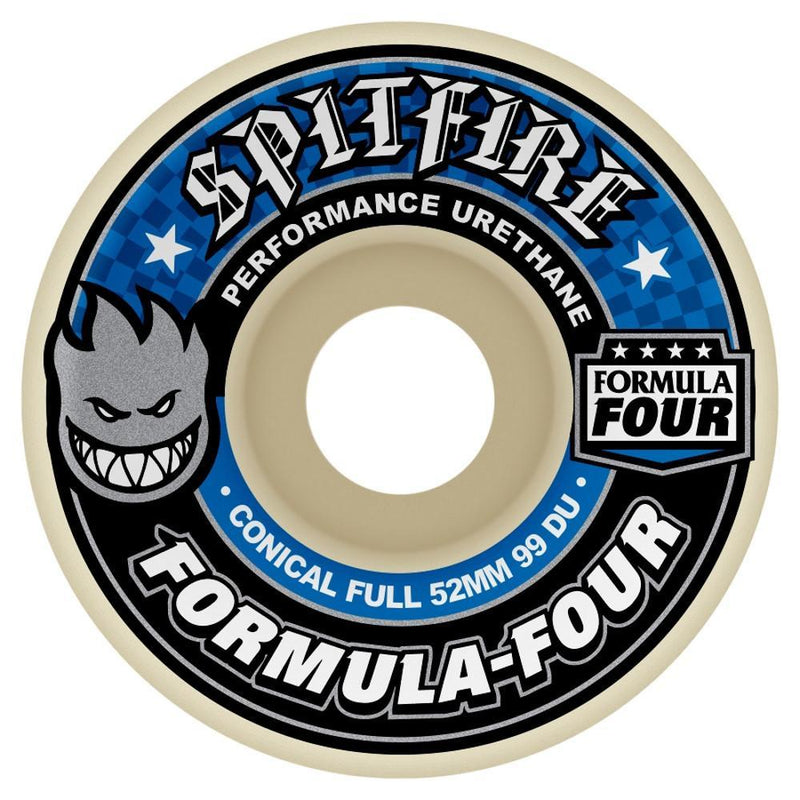 Spitfire Formula Four 99D White/Blue Conical Full Skateboard Wheels