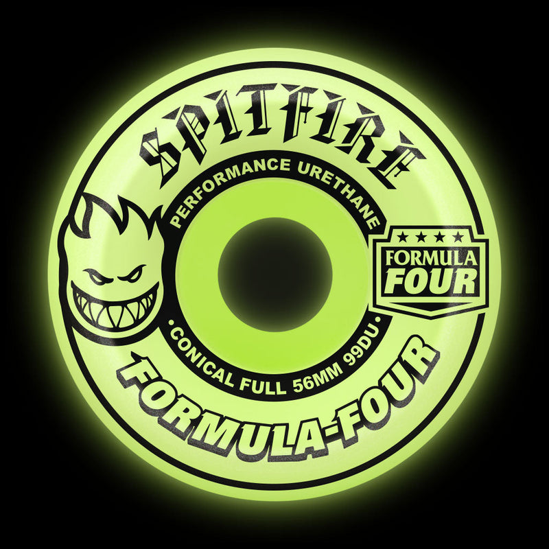 Glow in the Dark Conical Full Spitfire Skateboard Wheels