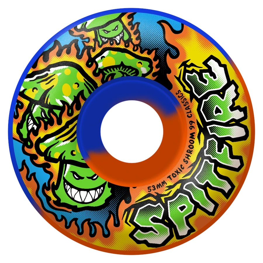 Spitfire Classic 99D Toxic Shrooms 50/50 Swirls Skateboard Wheels - Orange/Royal