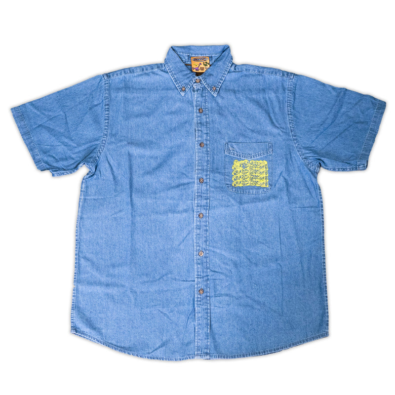 Smooth Repeated Denim Button Up Shirt