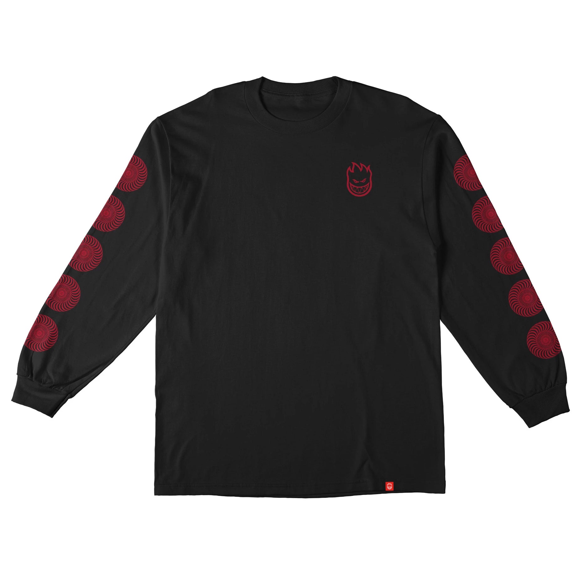 Black /Red Stock Bighead Swirl Spitfire Wheels Long Sleeve Shirt