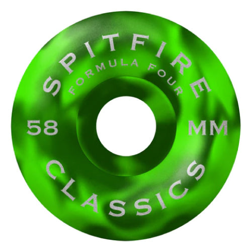 58mm Swirled Formula Four 99D Spitfire Classic Skateboard Wheels