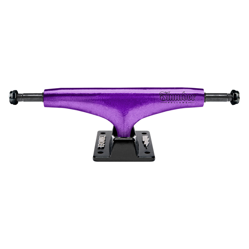 Purple/Black Metallic Script Thunder Hollow Lights Skateboard Trucks