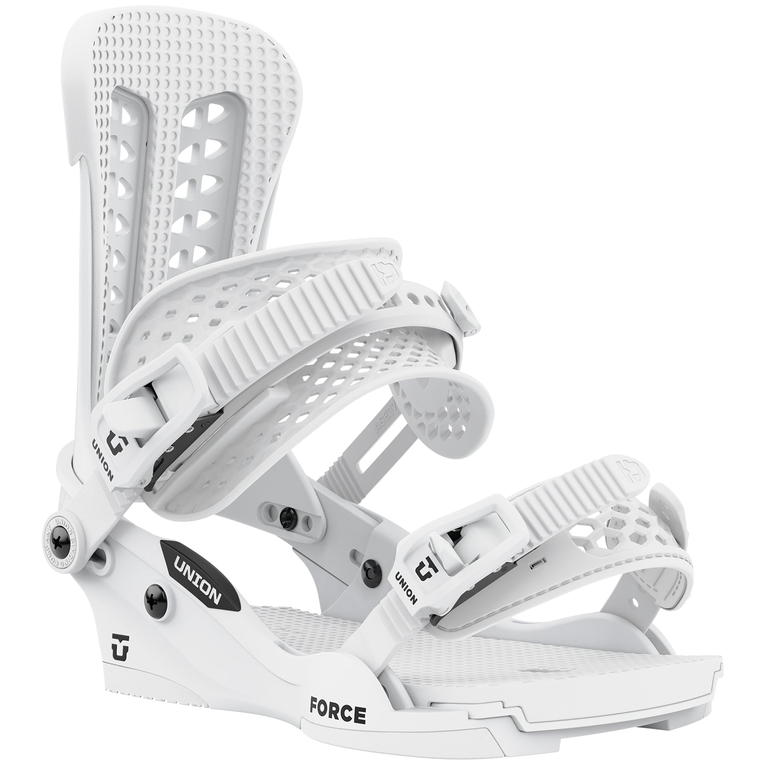 2023 White Union Force Snowboard Bindings Front